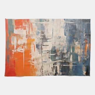 Chromatic Crossroads Abstract Digital Painting Tea Towel