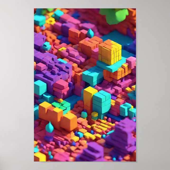 Chromatic Cube Mosaic Wall Art (Front)