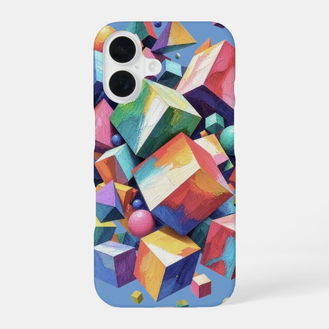 Chromatic Cube Symphony iPhone 16 Case (Back)