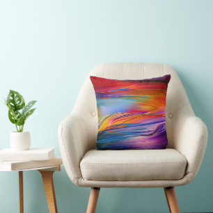 "Chromatic Currents" Contemporary Abstract Cushion