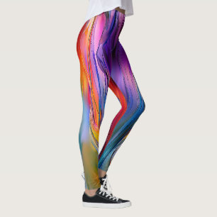 "Chromatic Currents" Contemporary Abstract Leggings