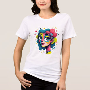 "Chromatic Dream" - Abstract Pop Art Portrait Tri-Blend Shirt