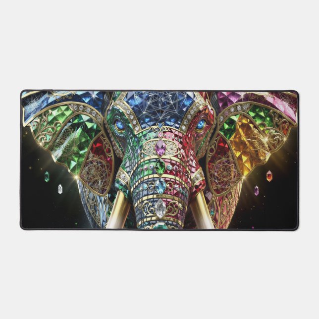 Chromatic Elephant Wall Art | Vibrant Geometric El Desk Mat (Front)