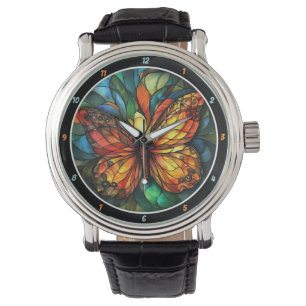 Chromatic Flight" - Stained Glass Butterfly Watch