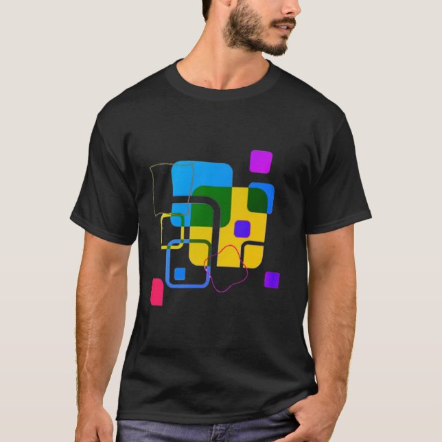 Chromatic Harmony: Multicolor Shape Design" T-Shirt (Front)