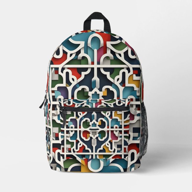 Chromatic Maze Printed Backpack (Front)