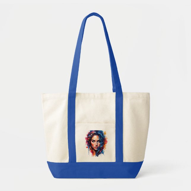 Chromatic Muse – Neon Splash Portrait Tote Bag (Front)