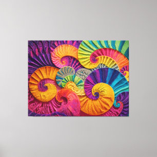 Chromatic Shells: Vibrant Spiral Mosaic Canvas Print
