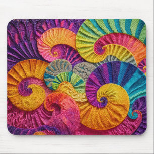 Chromatic Shells: Vibrant Spiral Mosaic Mouse Mat