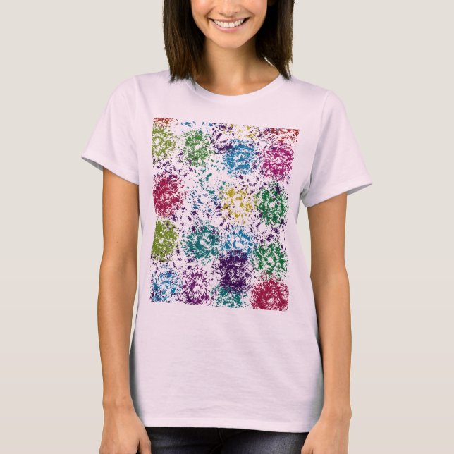 Chromatic Stipple Bloom Abstract T-Shirt (Front)