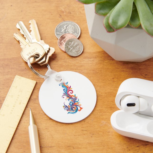 "Chromatic Vortex" abstract colors design Key Ring (Desk)