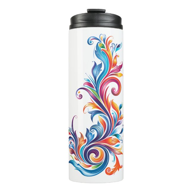 "Chromatic Vortex" abstract colors design Thermal Tumbler (Front)