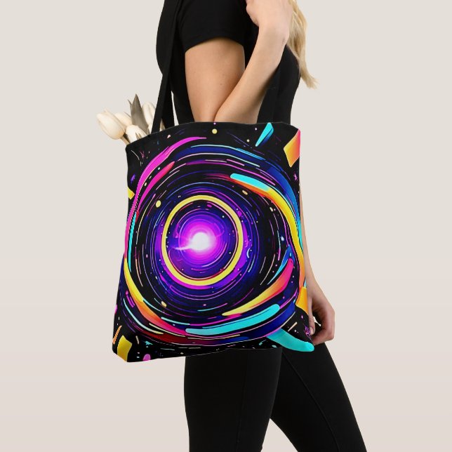 Chromatic Vortex Art Tote Bag (Close Up)