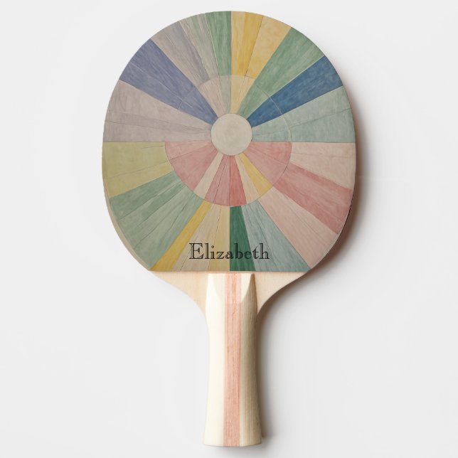 Chromatic Whirl: Abstract Pastel Color Wheels Ping Pong Paddle (Front)