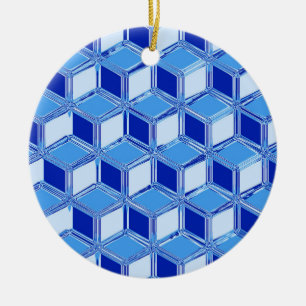 Chrome 3-d boxes - cobalt blue ceramic tree decoration