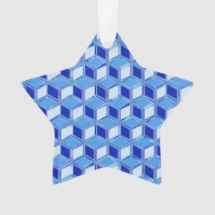 Chrome 3-d boxes - cobalt blue ornament