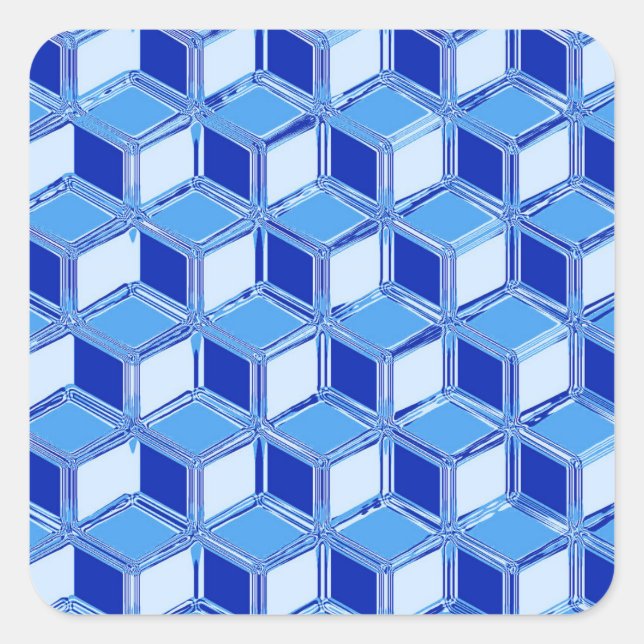 Chrome 3-d boxes - cobalt blue square sticker (Front)