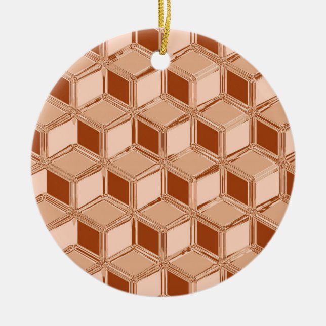 Chrome 3-d boxes - copper coloured ceramic tree decoration (Front)