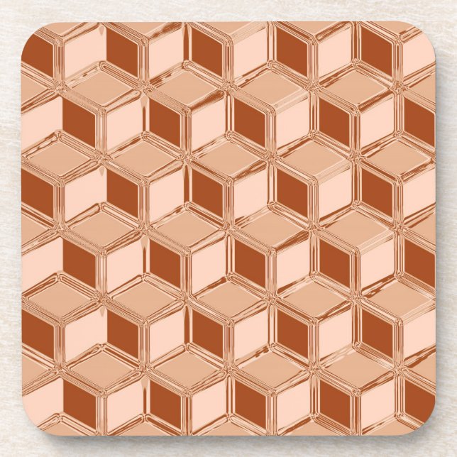 Chrome 3-d boxes - copper coloured coaster (Front)