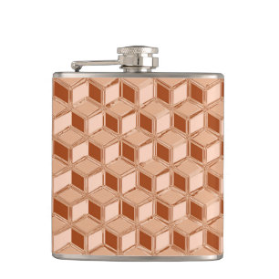 Chrome 3-d boxes - copper coloured hip flask