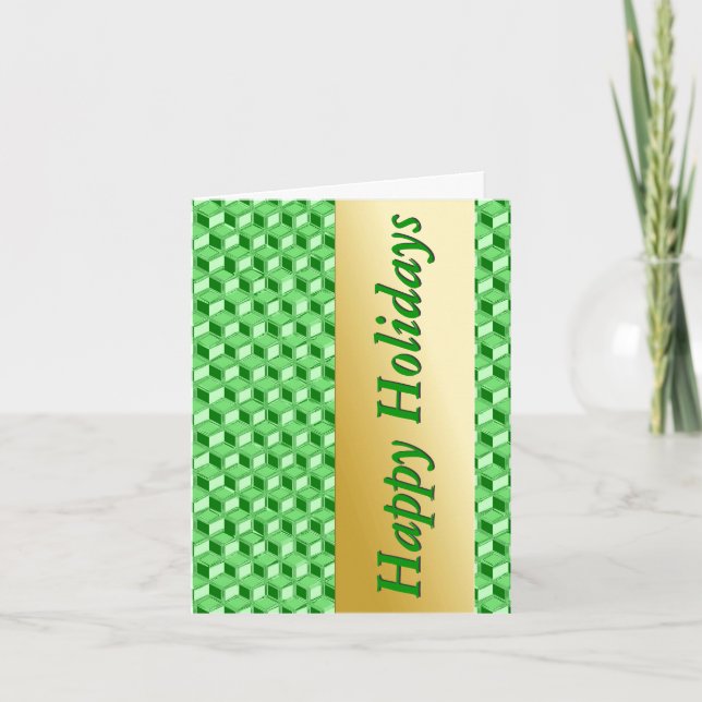 Chrome 3-d boxes - emerald green holiday card (Front)