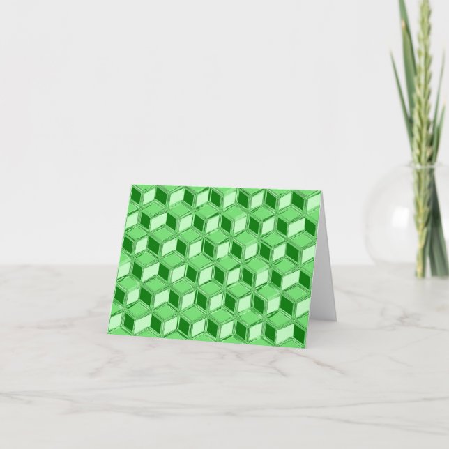 Chrome 3-d boxes - emerald green holiday card (Front)