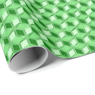 Chrome 3-d boxes - emerald green wrapping paper