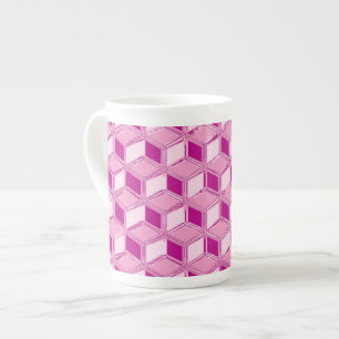 Chrome 3-d boxes - fuchsia pink bone china mug