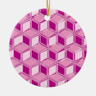 Chrome 3-d boxes - fuchsia pink ceramic tree decoration