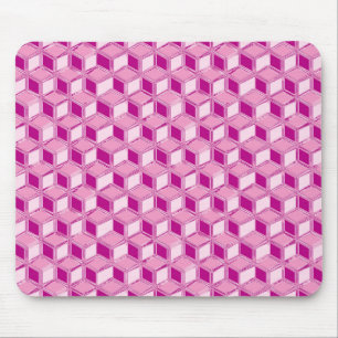Chrome 3-d boxes - fuchsia pink mouse mat