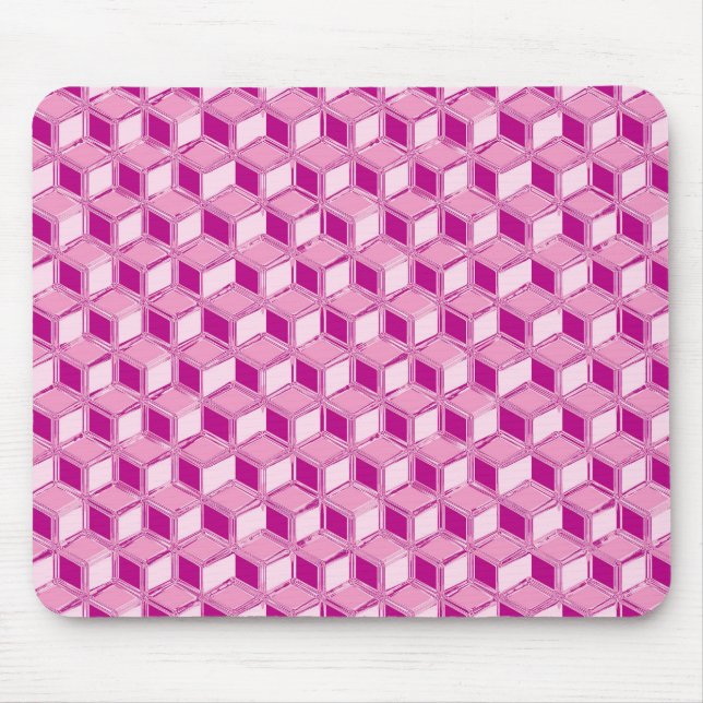 Chrome 3-d boxes - fuchsia pink mouse mat (Front)