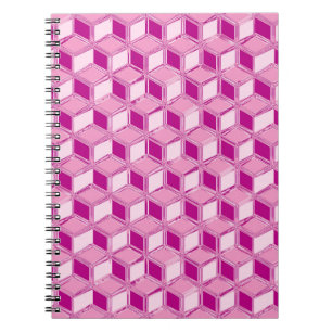Chrome 3-d boxes - fuchsia pink notebook