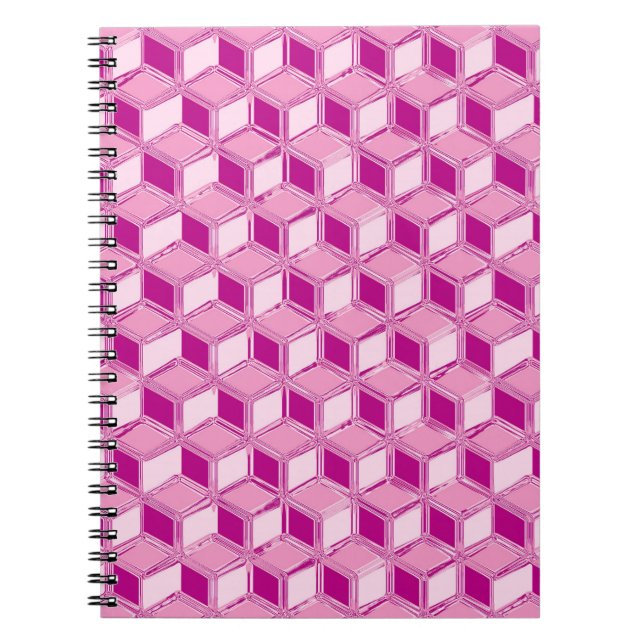 Chrome 3-d boxes - fuchsia pink notebook (Front)
