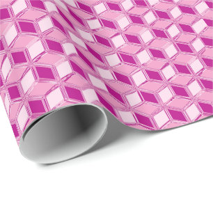 Chrome 3-d boxes - fuchsia pink wrapping paper