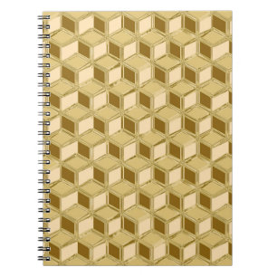 Chrome 3-d boxes - gold coloured notebook