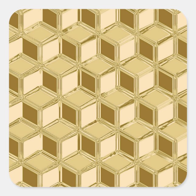 Chrome 3-d boxes - gold coloured square sticker (Front)