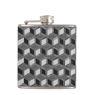 Chrome 3-d boxes - haematite grey hip flask