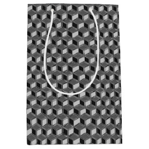 Chrome 3-d boxes - haematite grey medium gift bag