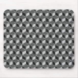 Chrome 3-d boxes - haematite grey mouse mat