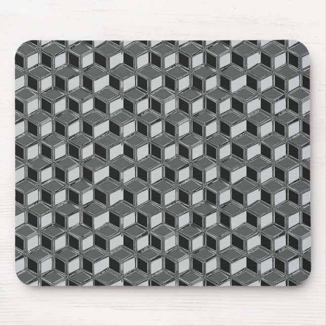 Chrome 3-d boxes - haematite grey mouse mat (Front)