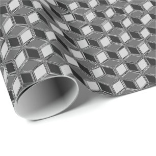 Chrome 3-d boxes - haematite grey wrapping paper