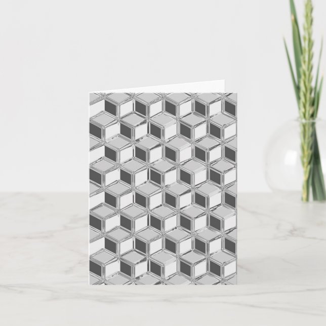 Chrome 3-d boxes - silver grey holiday card (Front)