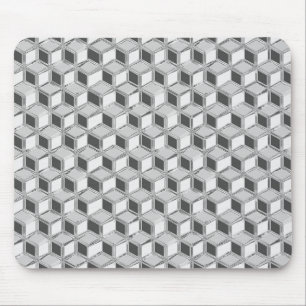 Chrome 3-d boxes - silver grey mouse mat