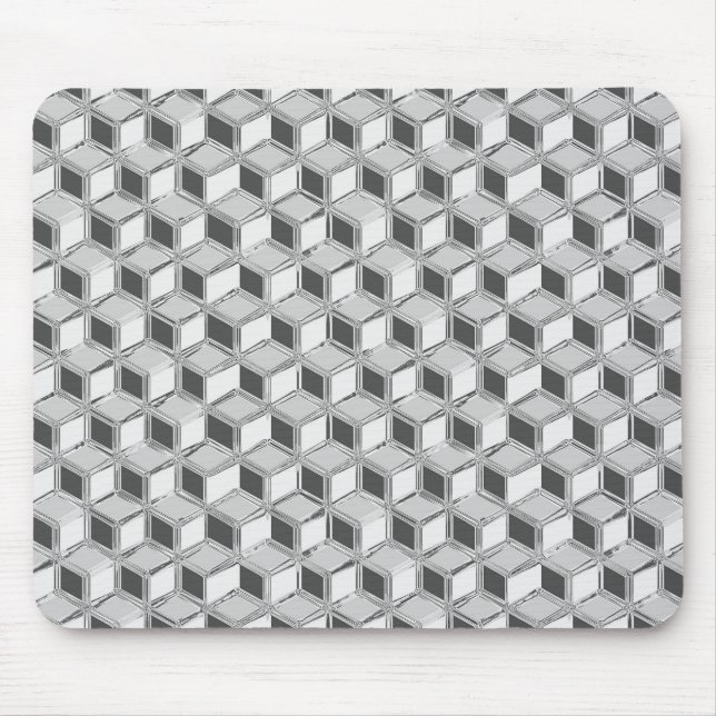 Chrome 3-d boxes - silver grey mouse mat (Front)