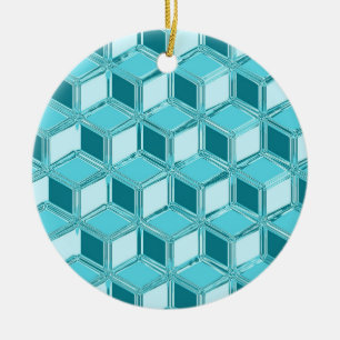 Chrome 3-d boxes - turquoise / aqua ceramic tree decoration