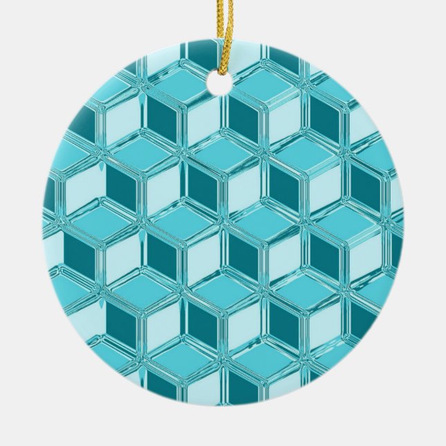 Chrome 3-d boxes - turquoise / aqua ceramic tree decoration (Front)