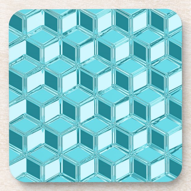 Chrome 3-d boxes - turquoise / aqua coaster (Front)