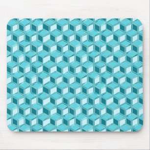 Chrome 3-d boxes - turquoise / aqua mouse mat