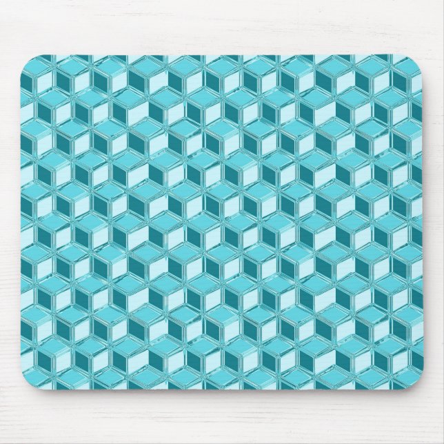 Chrome 3-d boxes - turquoise / aqua mouse mat (Front)