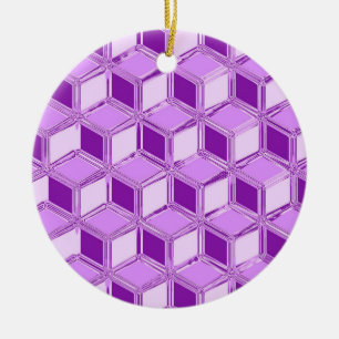 Chrome 3-d boxes - violet purple ceramic tree decoration
